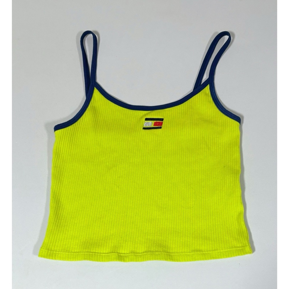 Tommy Hilfiger Neon Yellow Ribbed Tank with Navy Trim